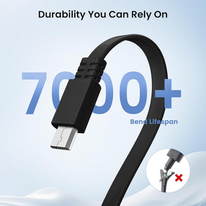 Micro USB Power Cable 30 FT (2 Pack),Flat Micro USB Charging Power Cord,Charger for Wyze Cam V3 Pan,Yi Cam,Nest Cam,Blink Mini XT XT2 Outdoor 3Rd Gen Camera,Arlo Q,Zmodo,Xbox One Controller,25