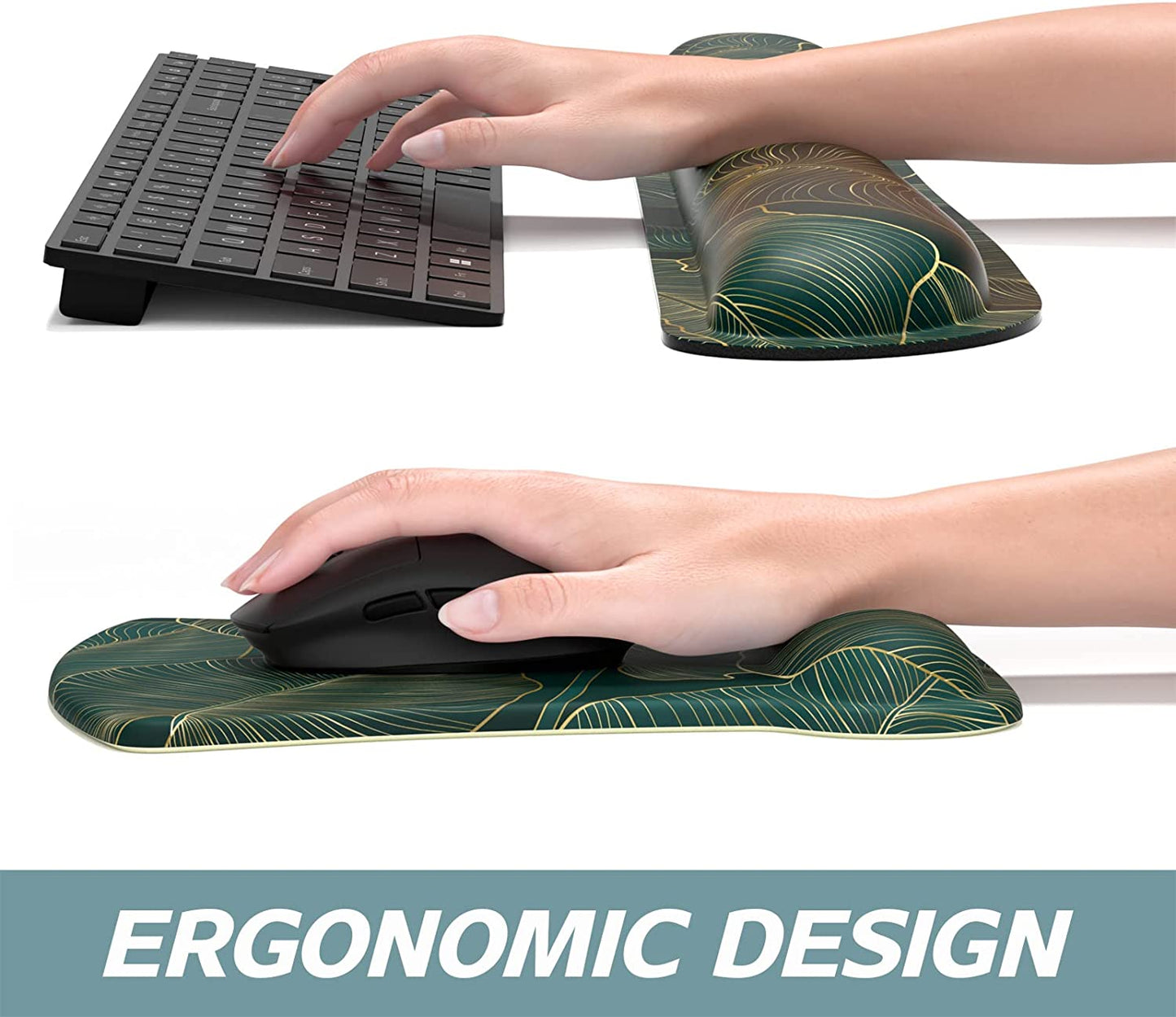 Mouse Pad Wrist Support Keyboard Wrist Rest Pad Ergonomic Mousepad Non-Slip Memory Foam Keyboard Pad Easy Typing Pain Relief Perfect for PC Laptop Gaming Office,Palm Texture