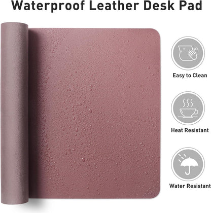 Leather Desk Pad Protector,Mouse Pad,Office Desk Mat,Non-Slip PU Leather Desk Blotter,Laptop Desk Pad,Waterproof Desk Writing Pad for Office and Home (Dark Pink,23.6" X 13.7")