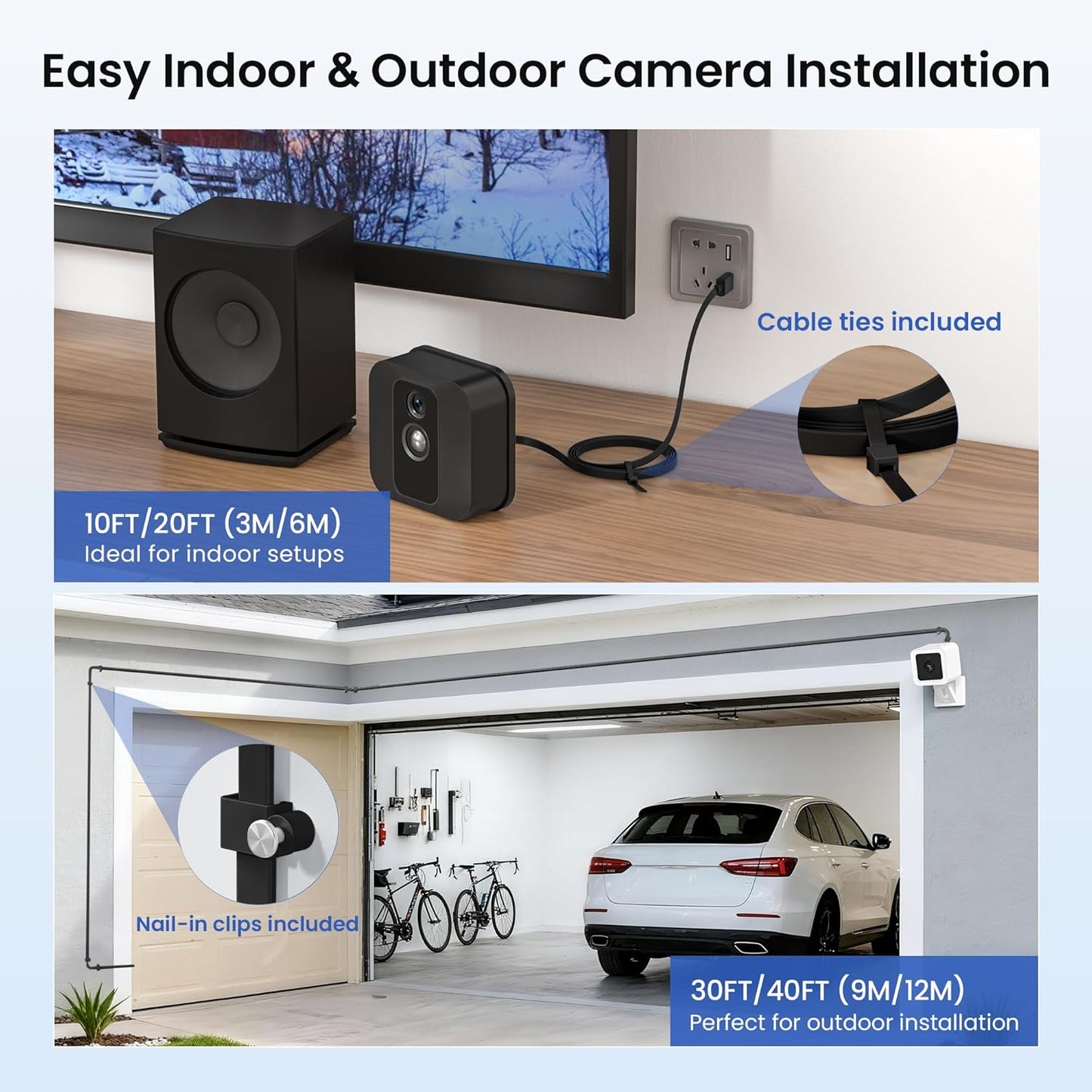 Micro USB Power Cable 30 FT (2 Pack),Flat Micro USB Charging Power Cord,Charger for Wyze Cam V3 Pan,Yi Cam,Nest Cam,Blink Mini XT XT2 Outdoor 3Rd Gen Camera,Arlo Q,Zmodo,Xbox One Controller,25